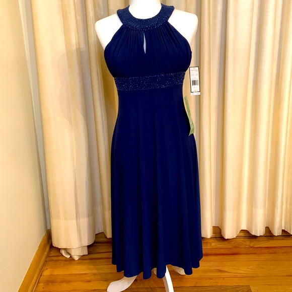 navy blue dress with ruffle sleeves RUFFLE SLEEVE TRINA TURK DRESS